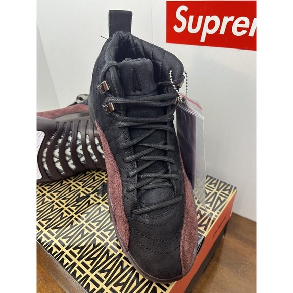 8.5W/7M Jordan 12 SP x A Ma Maniere “Black" DV6989-001 Black Maroon Basketball - Picture 10 of 13